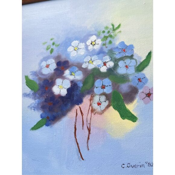 Lot of 2 VTG C. Guerin "82" Flower Framed Art Canvas Painting Signed 9"x 11.5" - Picture 3 of 9